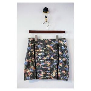 Floral black mini skirt